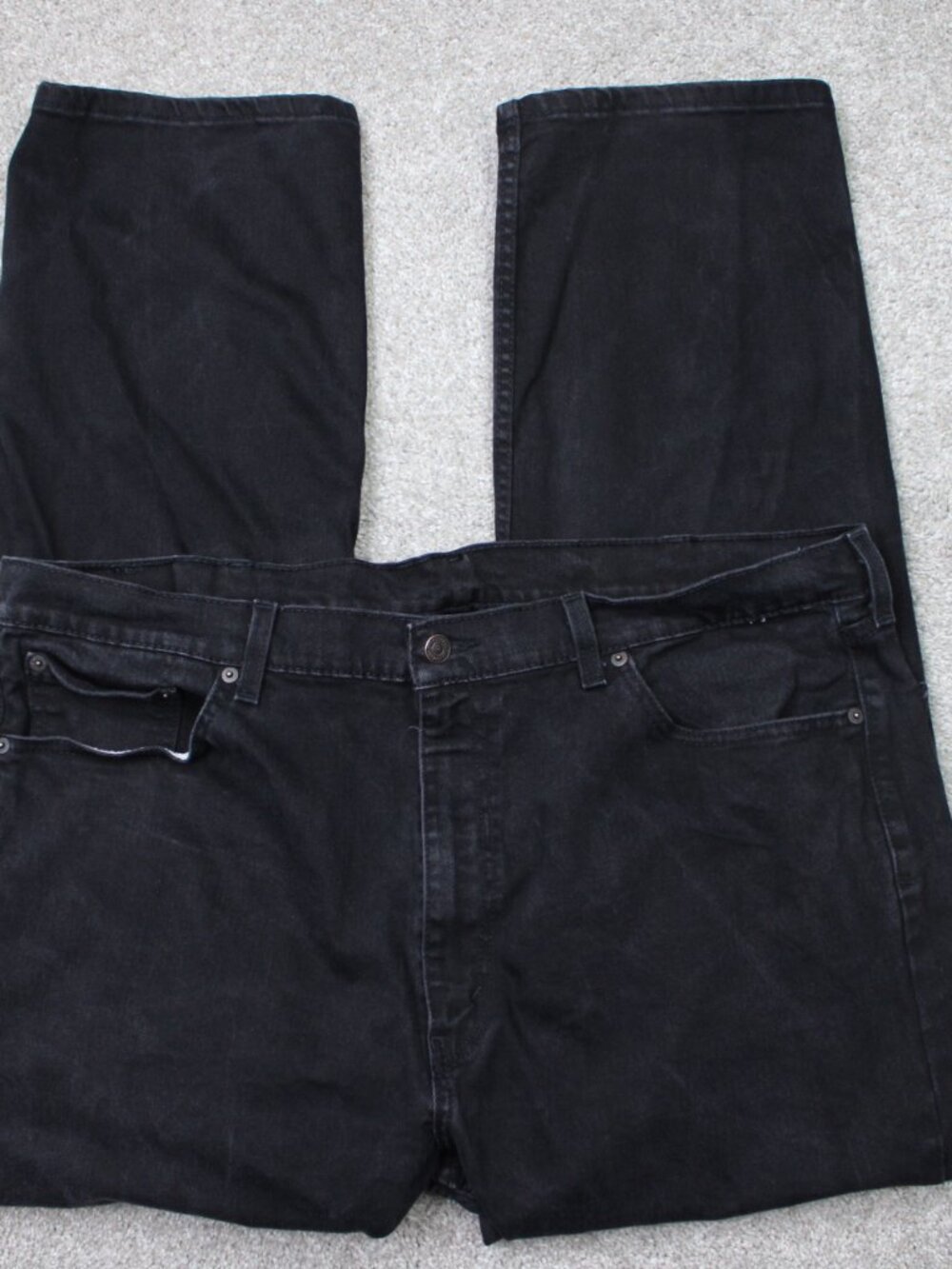 Levi's 505 Jeans‎ Mens 42x30 Black Regular Fit Straight Leg Cotton Stretch Denim